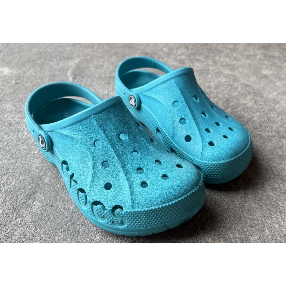 Crocs Baya Clog Shoes Rubber Blue Sandals Kids Size J3 Excellent Pre-Owned